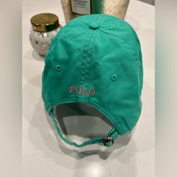 EUC Ralph Lauren Polo Aqua Cap with Pink Pony - Picture 4 of 4